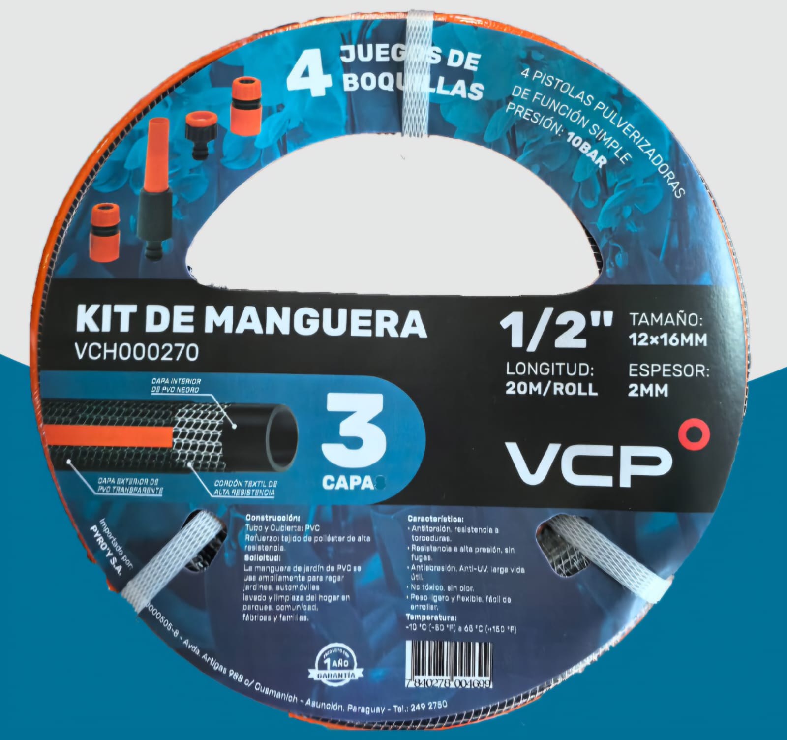Mangera VCP 3 Capas 4 boquillas 20 M