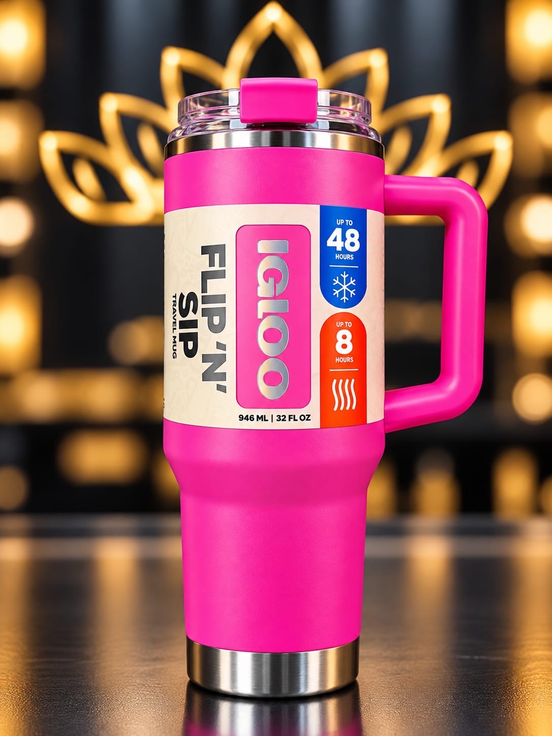 VASO TERMICO IGLOO 950ML SSTL TRVL MUG ICE DYE C/PAJITA FUCSIA 71363