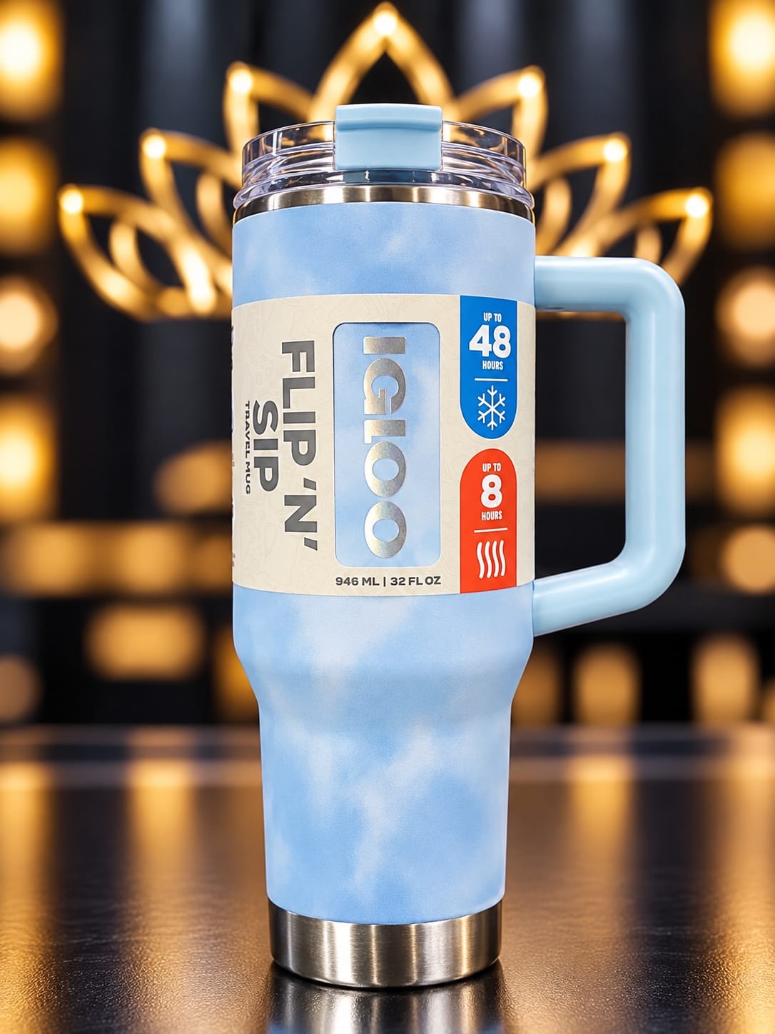 VASO TERMICO IGLOO 950ML SSTL TRVL MUG ICE DYE C/PAJITA AZUL 71309