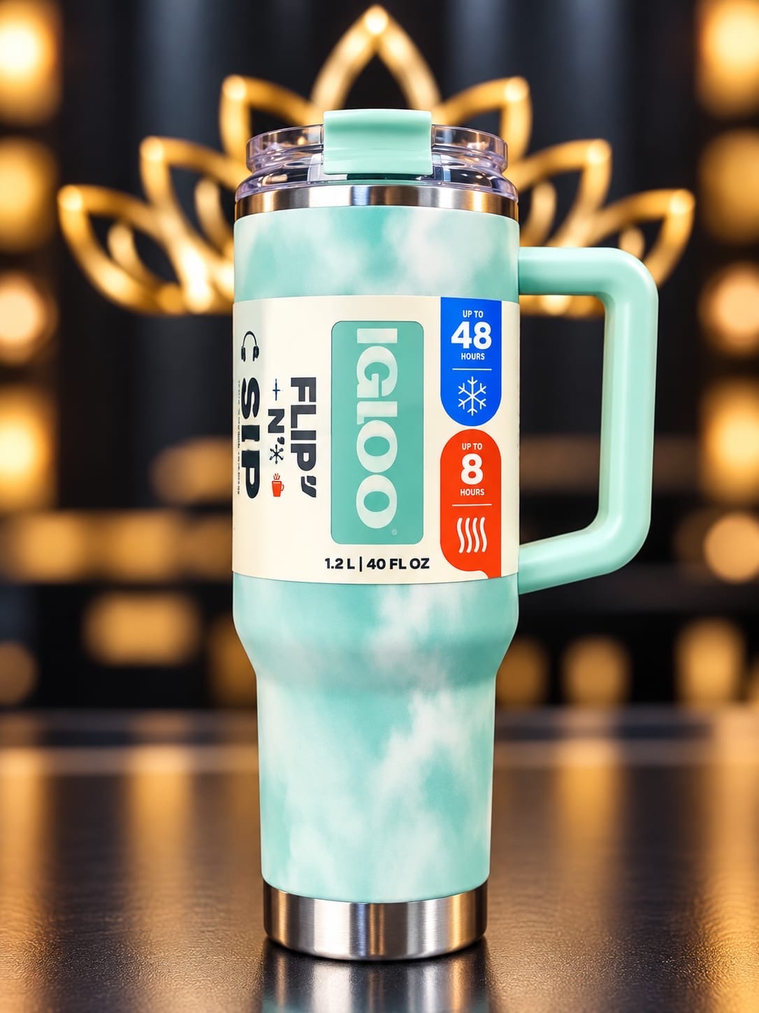 VASO TERMICO IGLOO 950ML SSTL TRVL MUG ICE DYE C/PAJITA VERDE 4P 71311