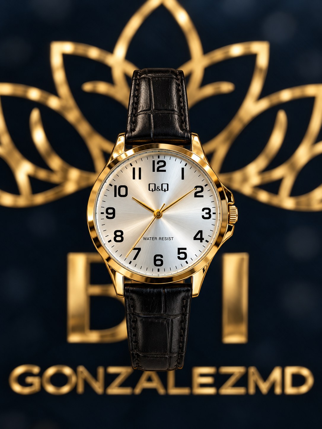 RELOJ QYQ CUERO NEGRO MAS C02A-008PY