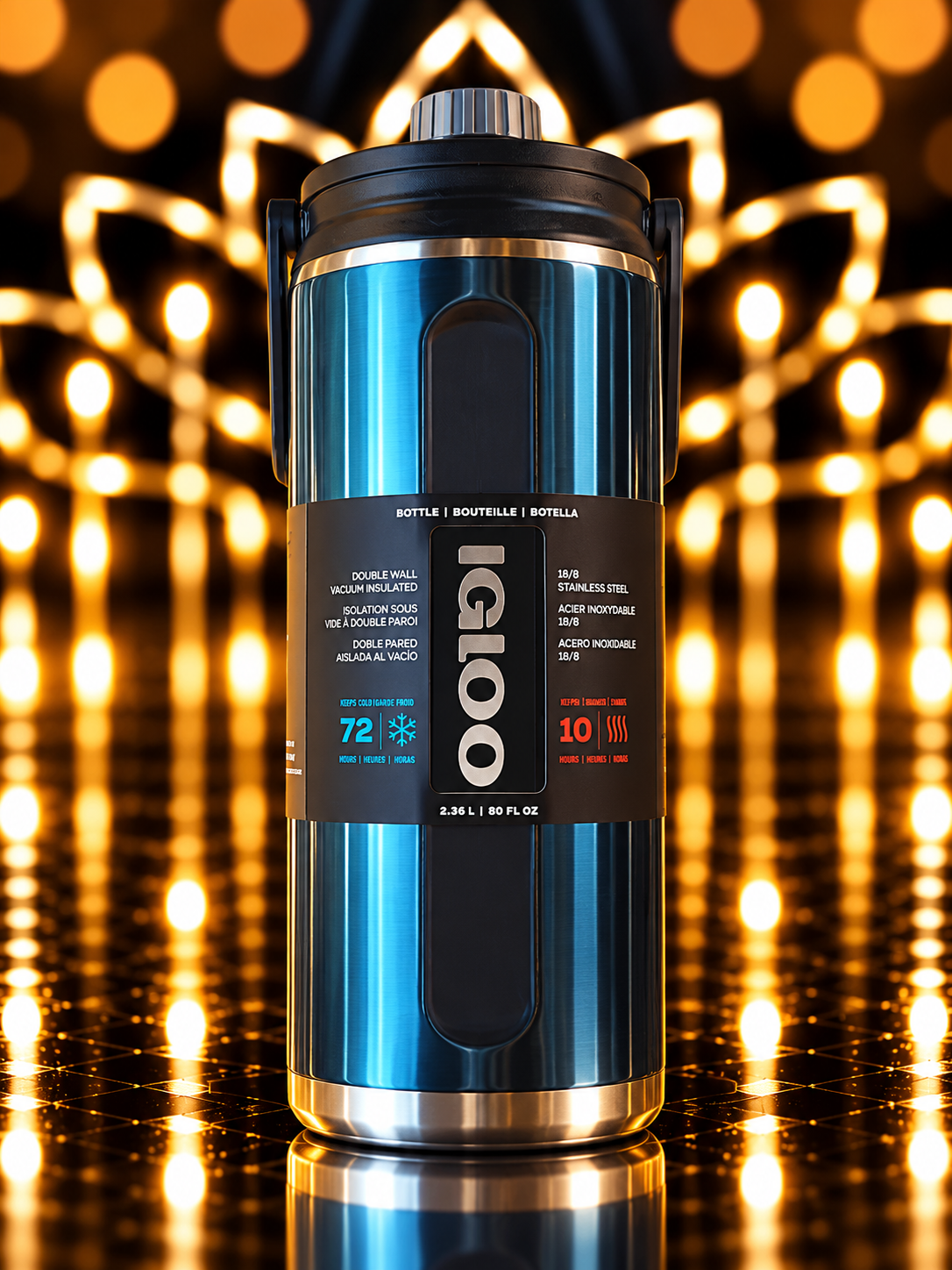 BOTELLA IGLOO 2.4L SSTL CHUG BTL AZUL MODERNO C/MANIJA 4P 71102