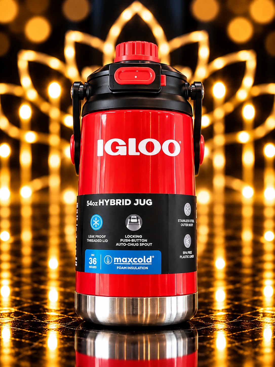 BOTELLA IGLOO 1.6L SSTL CHUG BTL ROJO C/MANIJA 4P 31488