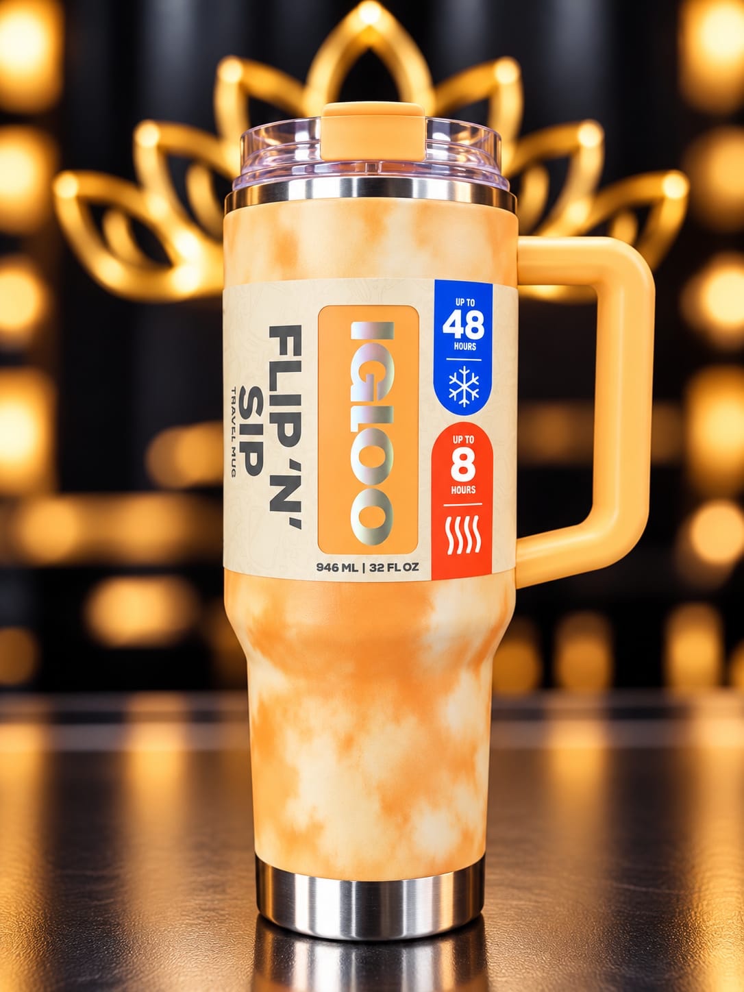 VASO TERMICO IGLOO 950ML SSTL TRVL MUG ICE DYE C/PAJITA NARANJA 71312