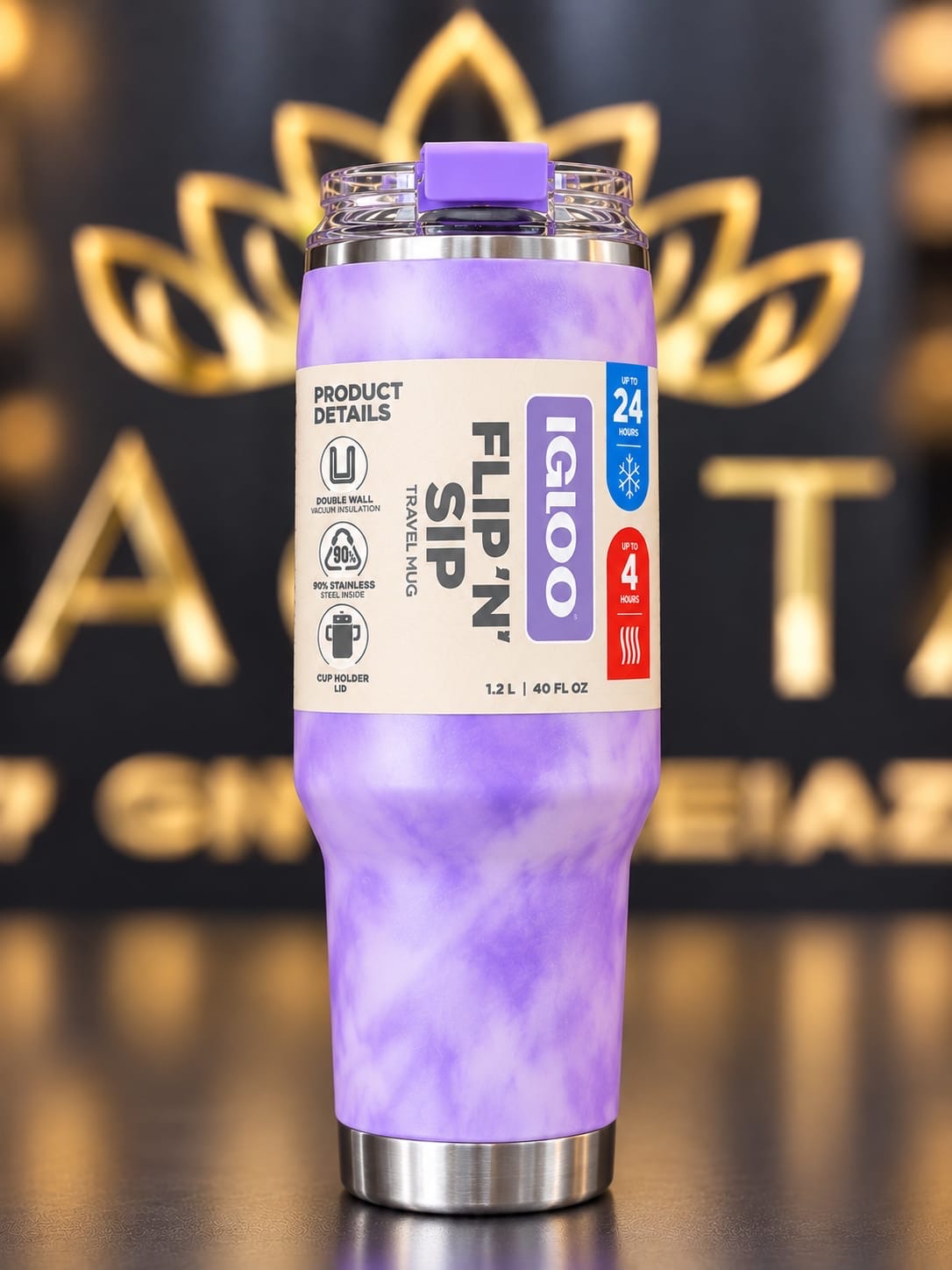 VASO TERMICO IGLOO 950ML SSTL TRVL MUG ICE DYE C/PAJITA LILA 71310