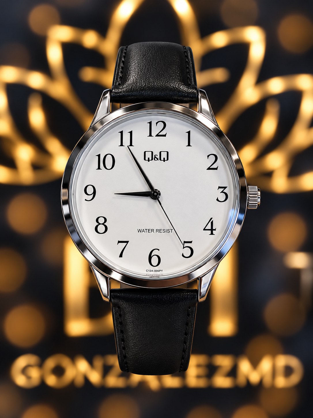 RELOJ QYQ CUERO NEGRO MAS C10A-057PY