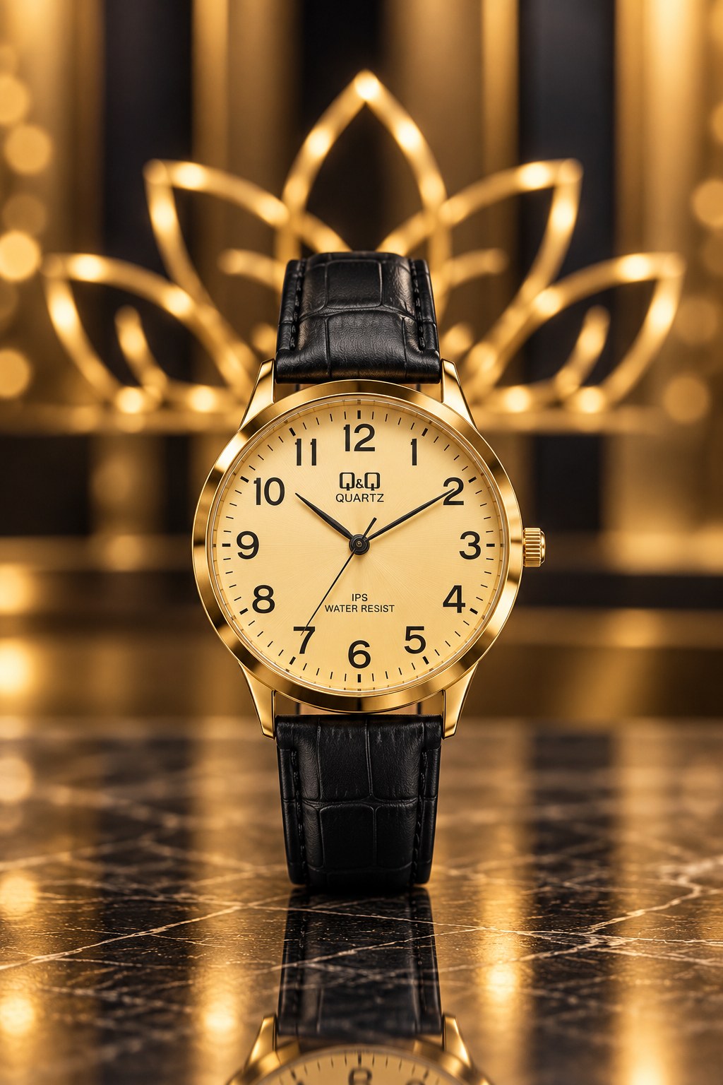 RELOJ QYQ CUERO NEGRO MAS C214J103Y