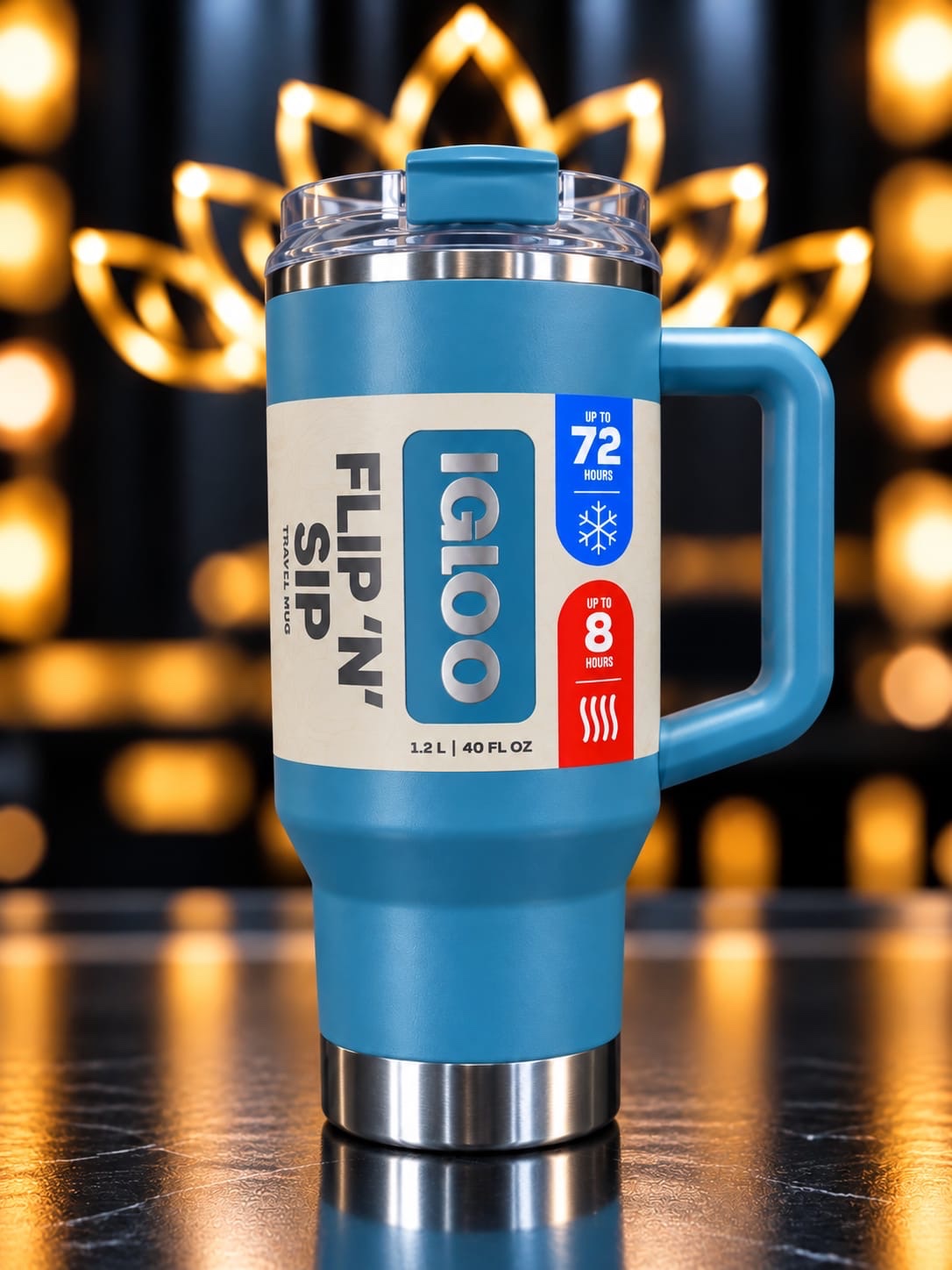 VASO TERMICO 1.2L SSTL TRVL MUG C/PAJITA AZUL MODERNO 4P 71228