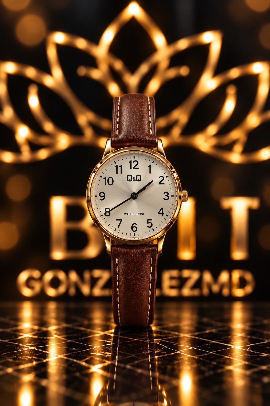 RELOJ DE CUERO QYQ MARRON FEMENINO C65A-001PY