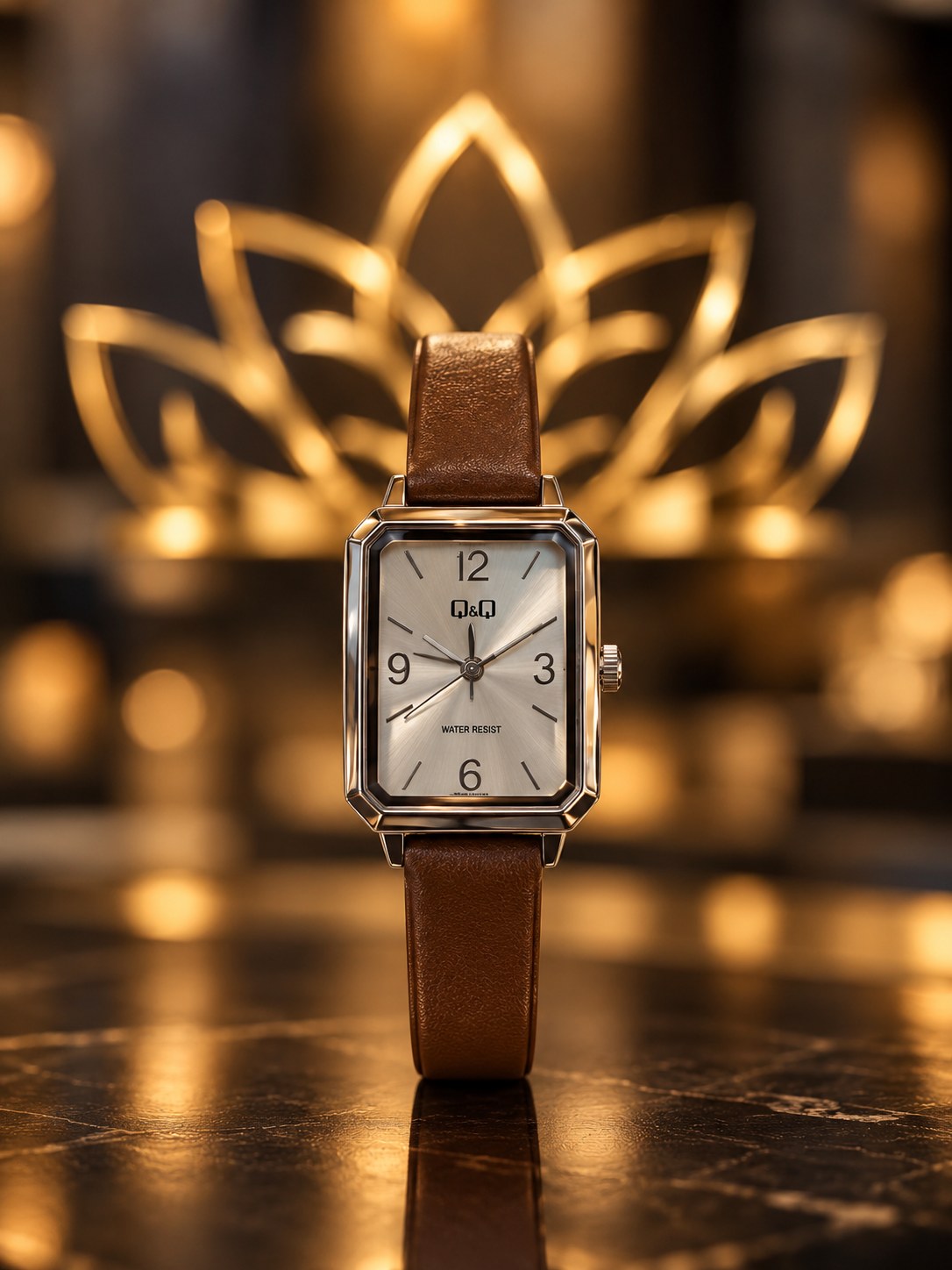 RELOJ QYQ CUERO CARA CUADRADA MARRON FEM Q29C-004PY